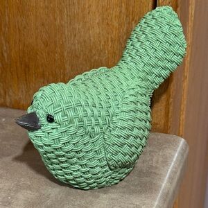 Green Woven Bird Decor